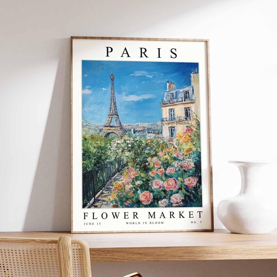 Paris Eiffel Tower Rose Garden Path Charming Street View Poster