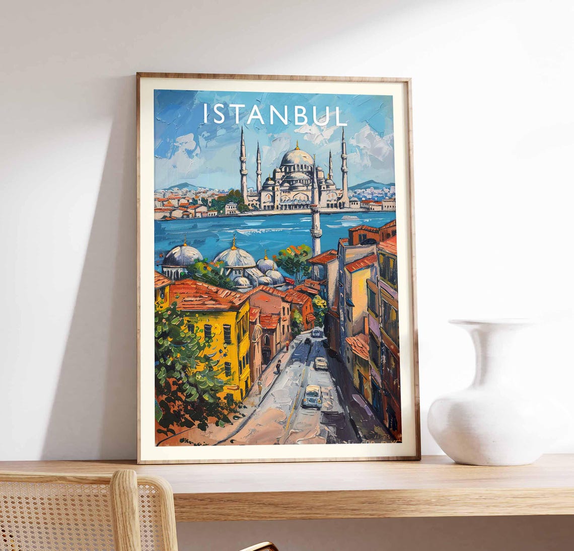 Istanbul Turkey Blue Mosque Bosphorus Colorful Cityscape Poster