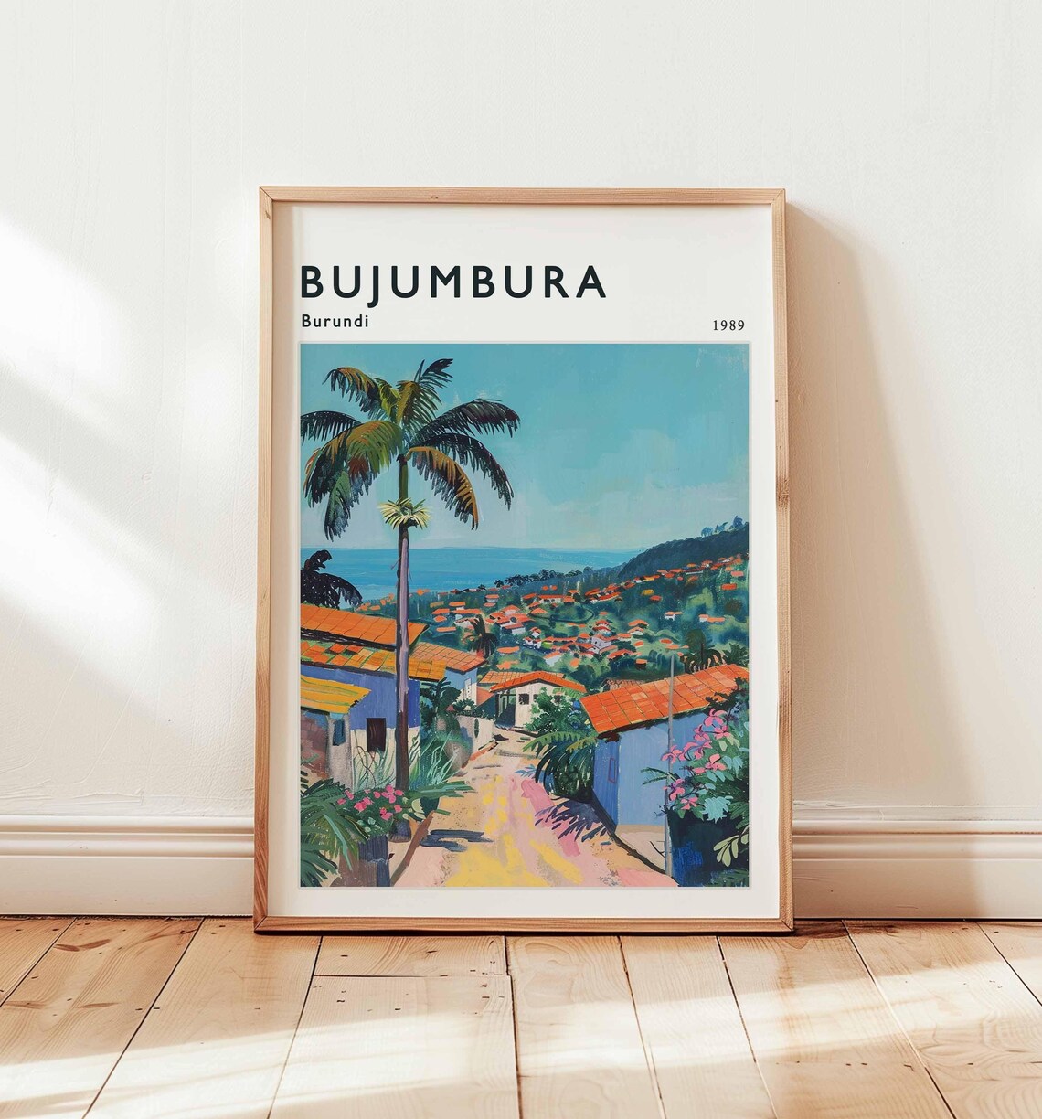 Bujumbura Burundi 1989 Palm Street Overlooking Town Bay Poster