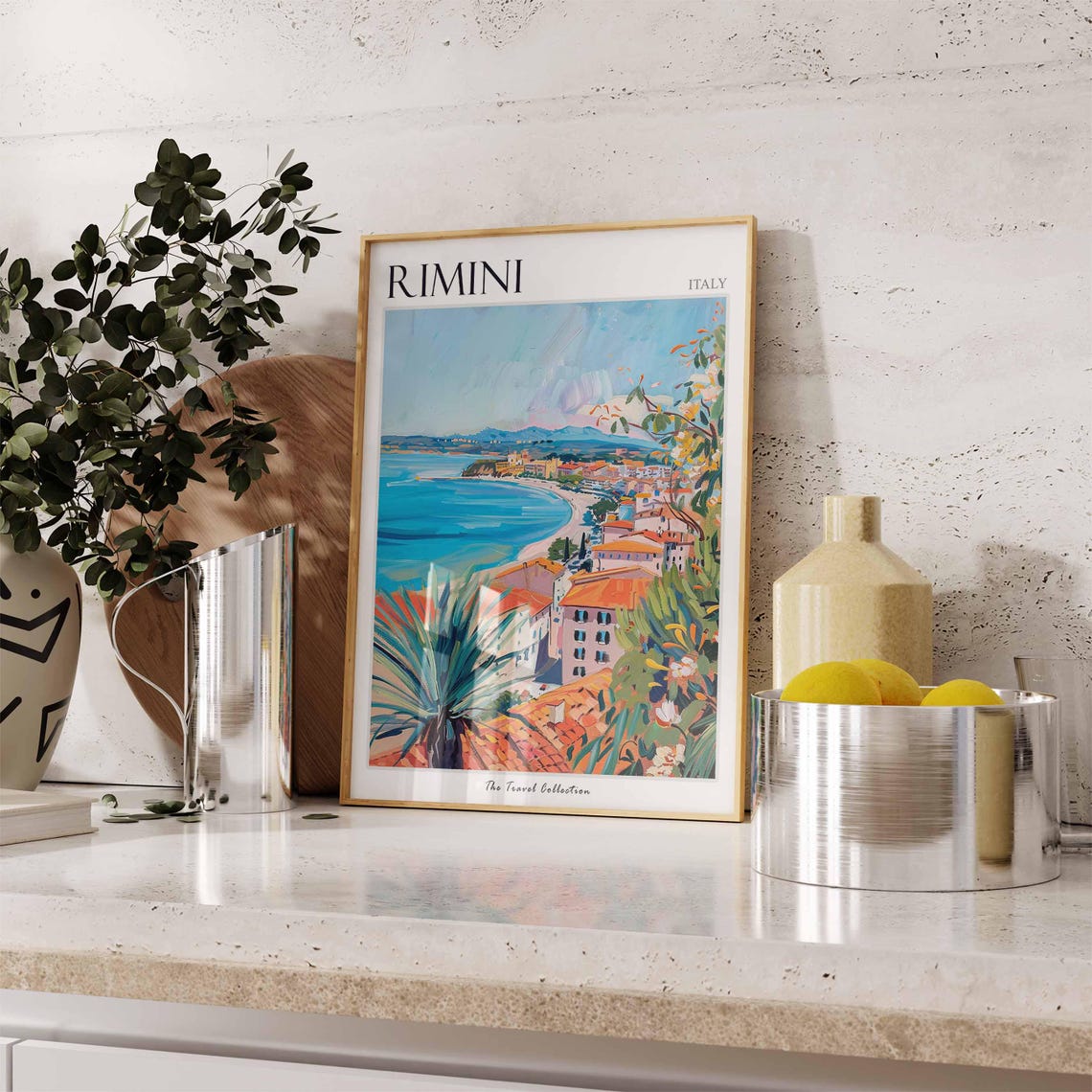 Rimini Italy Coastal Town Terracotta Rooftops Bay View Poster - Image 3