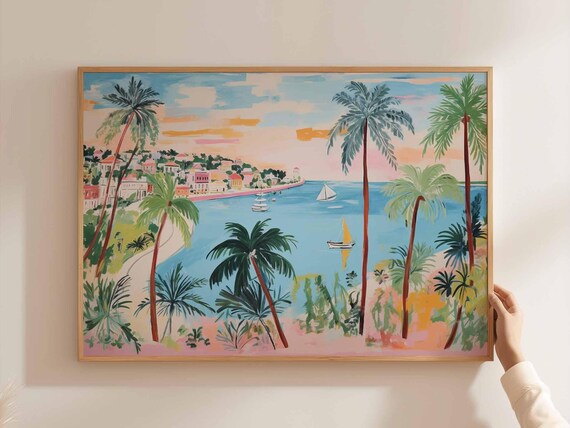 Caribbean Poster Tropical Island Travel Print Beach Wall Art Coastal Home Decor