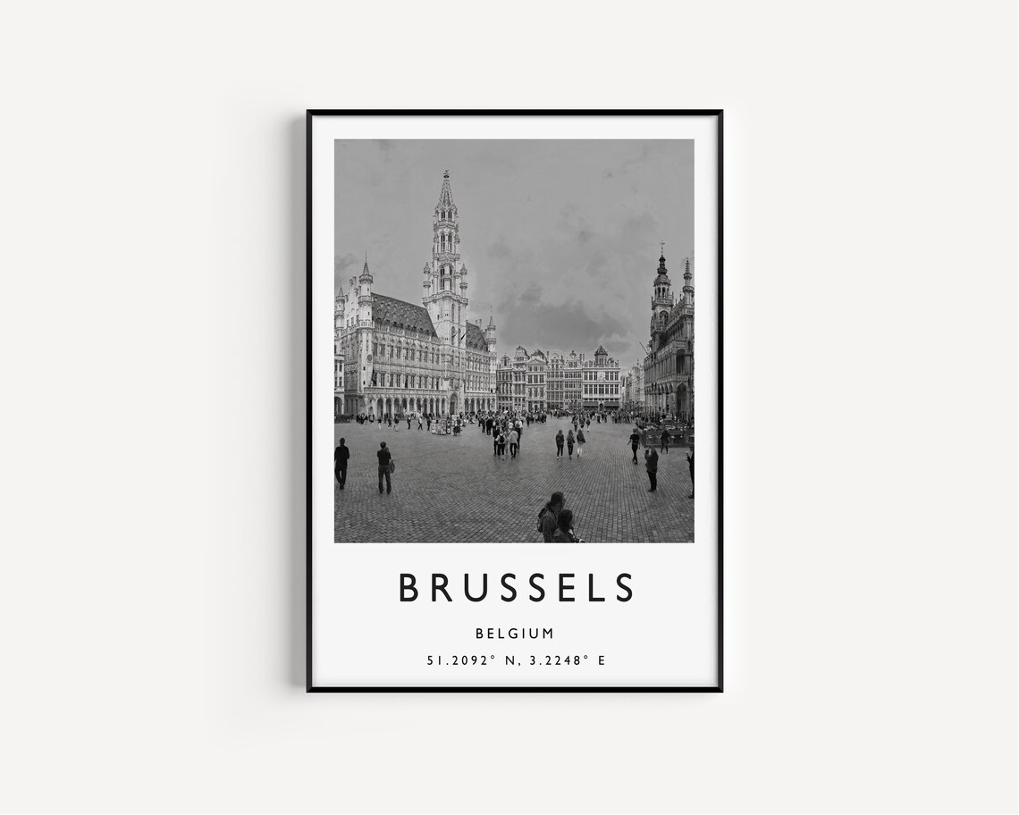 Brussels Travel Poster, Black And White Travel Art - Image 3