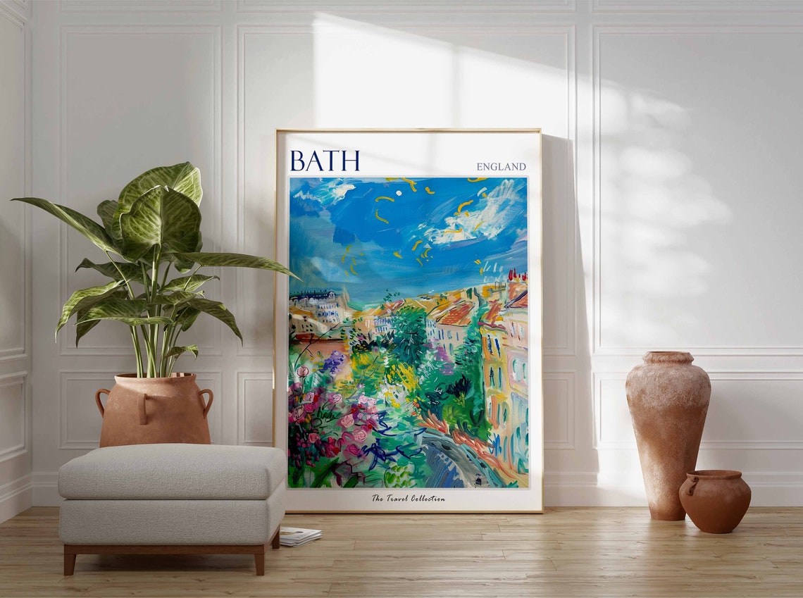 Bath Georgian Rooftops Flower Garden Spring England Travel Poster - Image 2