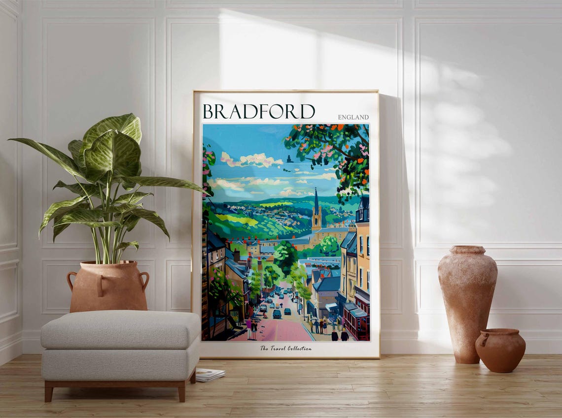 Bradford Poster England Travel Print British Decor United Kingdom Travel Poster City Print Bradford Gift Bradford Travel Poster - Image 2