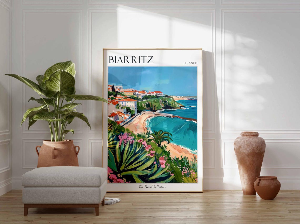 Biarritz Poster France Travel Print French Decor Europe Travel Poster European Wall Art Biarritz Gift Biarritz Travel Poster - Image 3