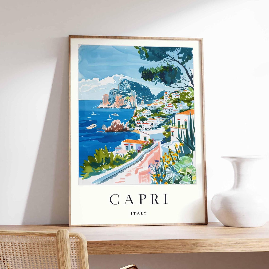 Capri Italy Island Coast Cliffs Sea View Mediterranean Poster