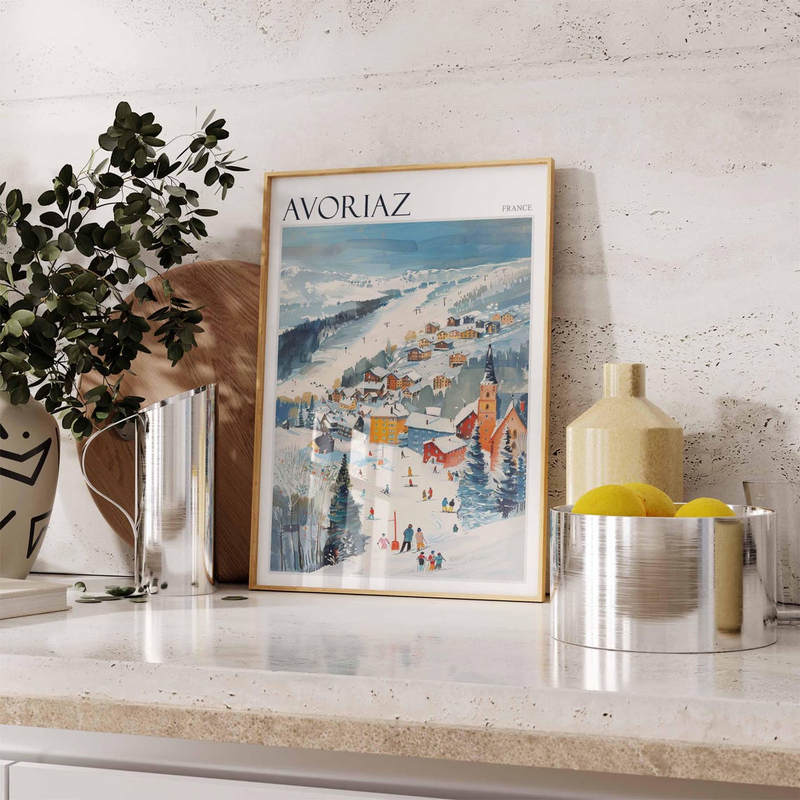 Skiing Travel Poster Skiing Art Avoriaz Poster Avoriaz Print French Alps Decor Winter Print Avoriaz Travel Print Avoriaz Ski Poster - Image 2