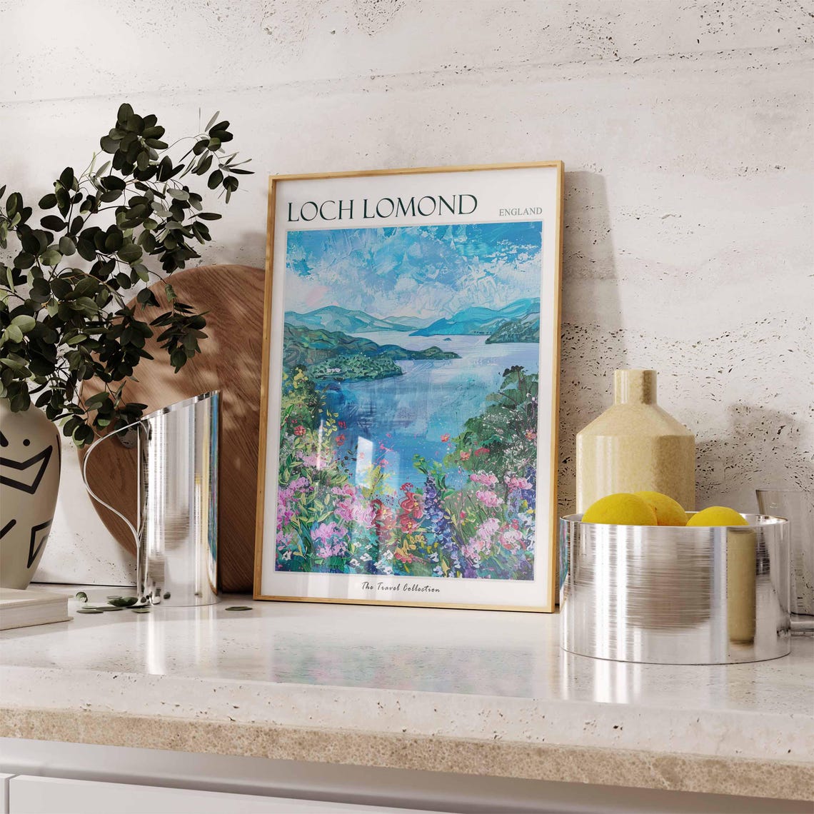 Loch Lomond England Blue Lake Wildflower Meadow Artwork Poster - Image 3