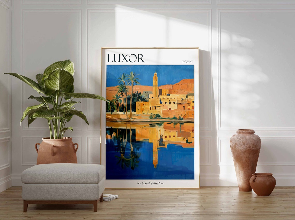 Luxor Poster Egypt Travel Print Egyptian Decor Africa Travel Poster African Wall Art City Print Luxor Gift Luxor Travel Poster - Image 3