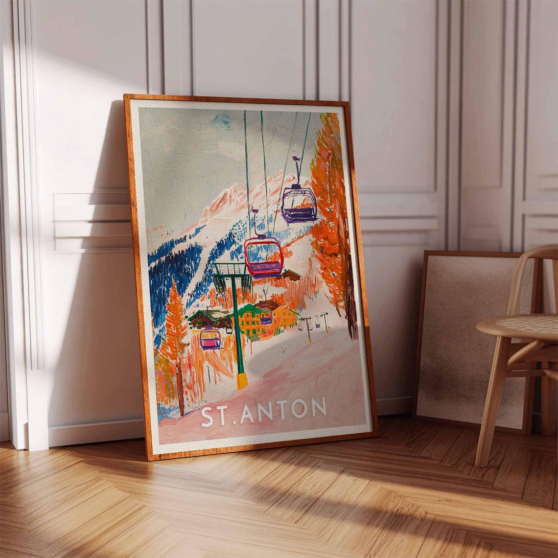 St Anton Austria Gondola Cabins Autumn Larch Trees Art Poster - Image 3