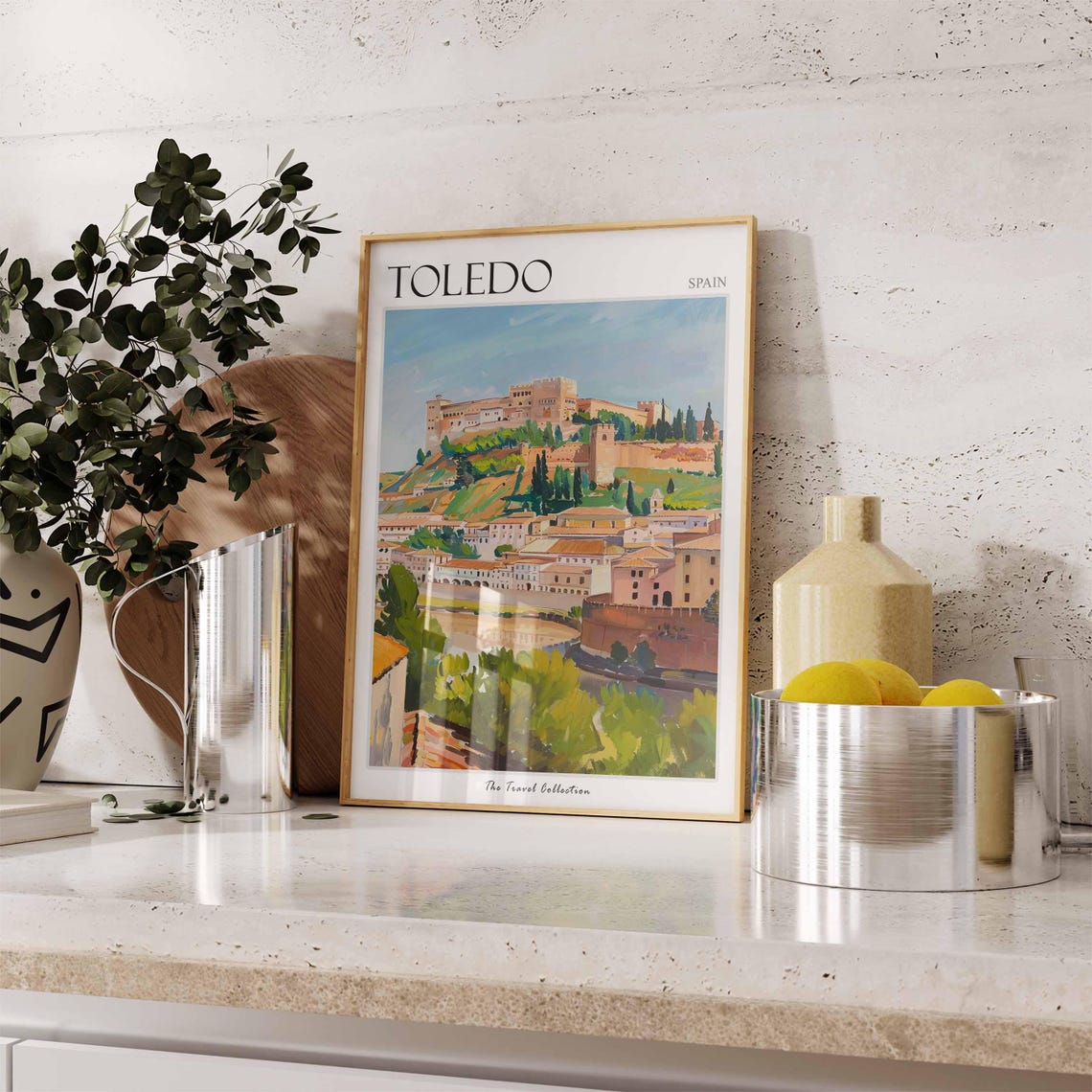 Toledo Spain Hilltop Fortress Old Town River View Art Poster - Image 3