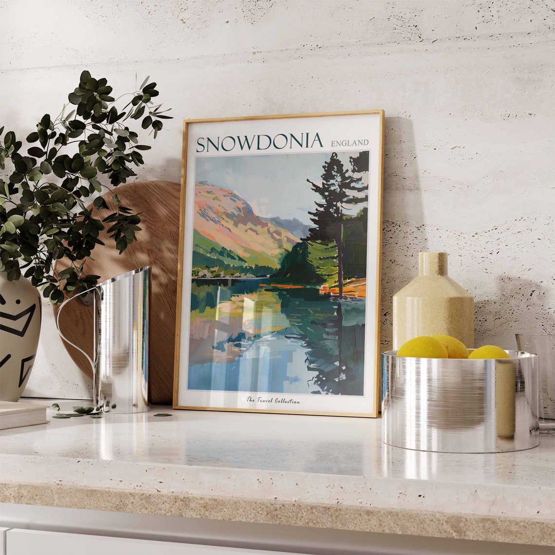 Snowdonia Serene Mountain Lake Pine Tree Reflection Valley Poster - Image 3