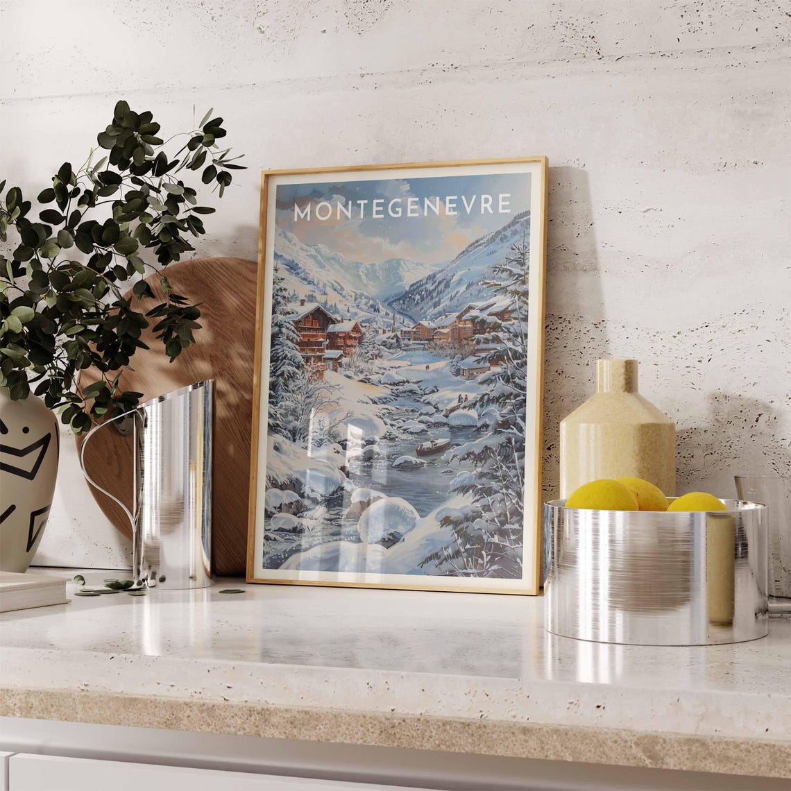 Skiing Travel Poster Montgenvre Ski Print France Travel Print Skiing Art Skiing Print Winter Sport Art Ski Gift - Image 2