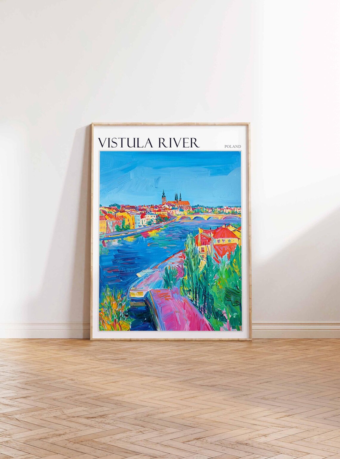 Vistula River Poland Colorful Riverside City Cathedral Poster - Image 2