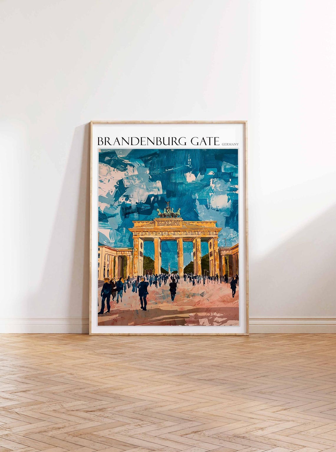 Brandenburg Gate Vibrant Street Crowd Modern Impressionist Poster - Image 3