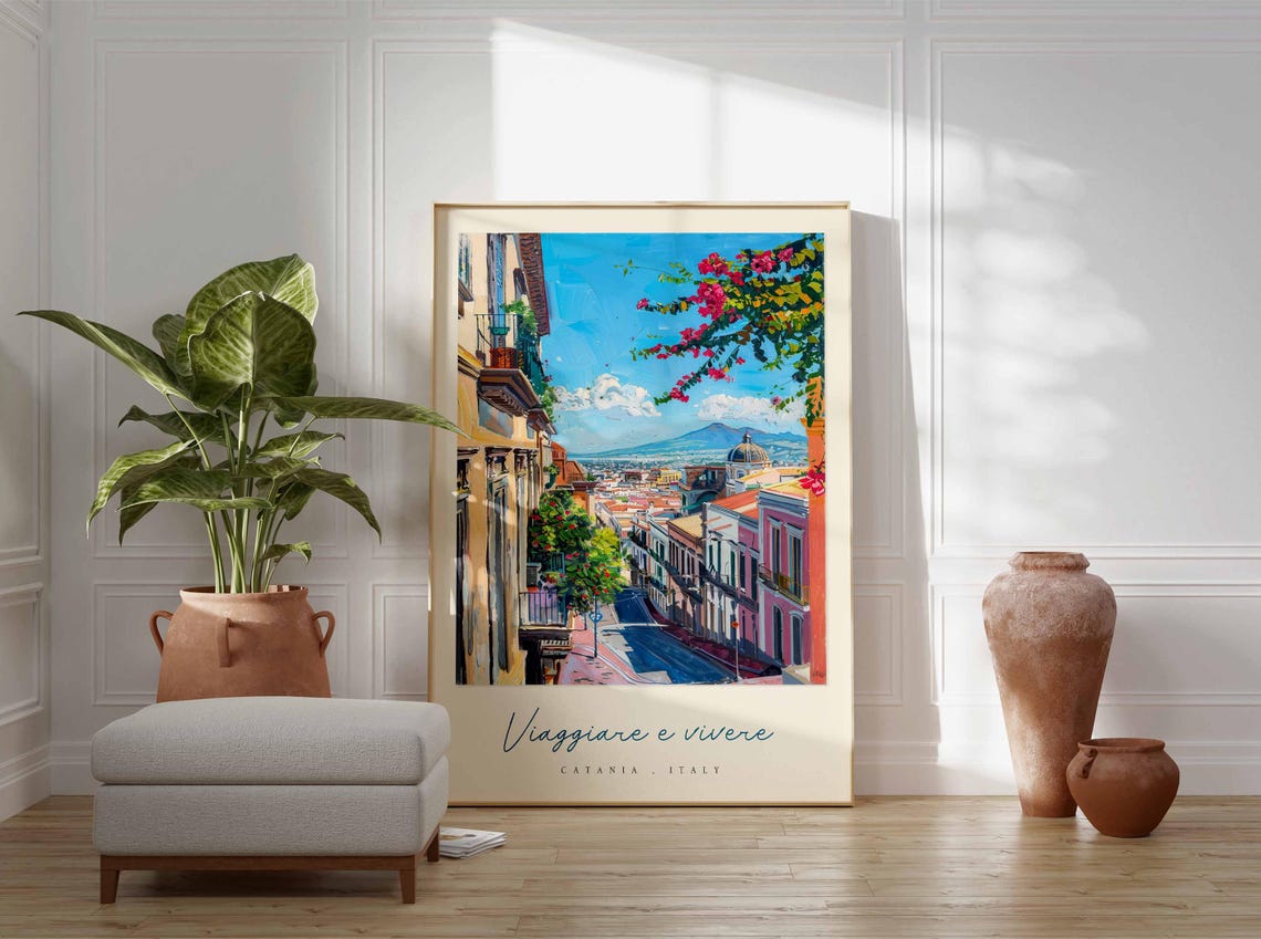 Catania Italy Viaggiare e Vivere Volcano View Flower Street Poster - Image 3