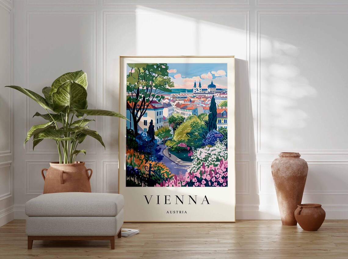 Vienna Austria Historic Cityscape Garden View Travel Art Poster - Image 4