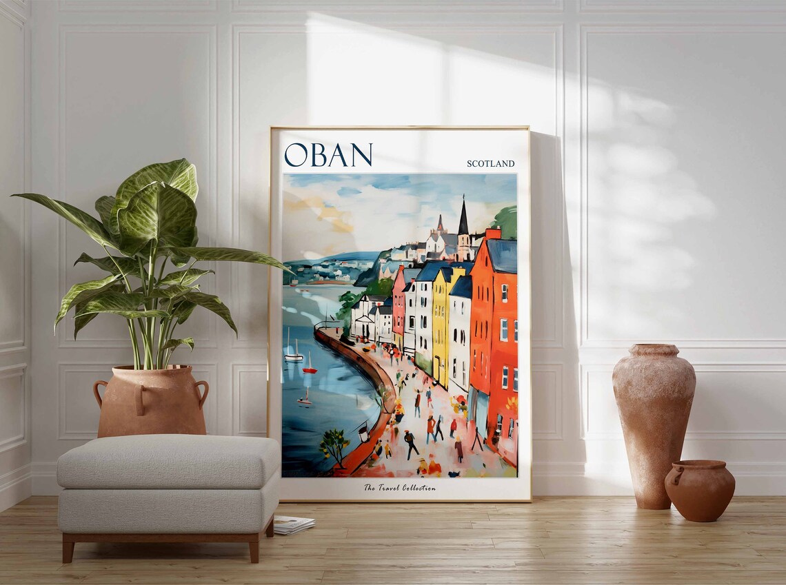 Oban Scotland Harbor Promenade Colorful Waterfront Travel Poster - Image 3