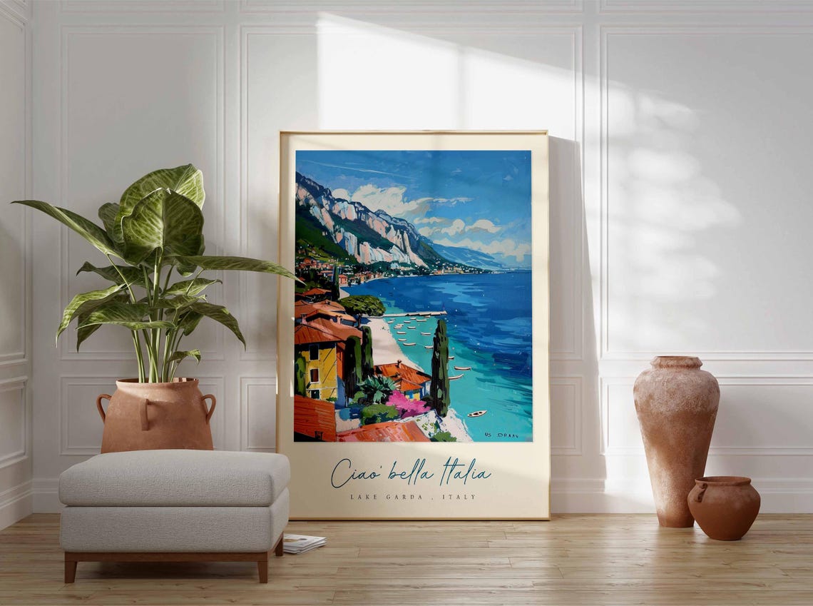 Lake Garda Poster Italian Travel Print Lake Garda Travel Art Lake Garda Wall Art Italy Art Italy Travel Decor Italian Travel Gift - Image 3