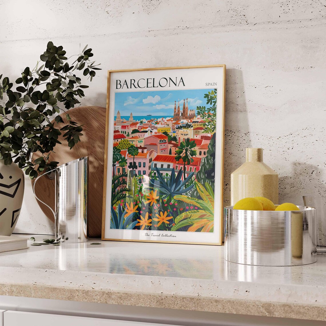 Barcelona Travel Poster, Tropical Spain Wall Art - Image 3