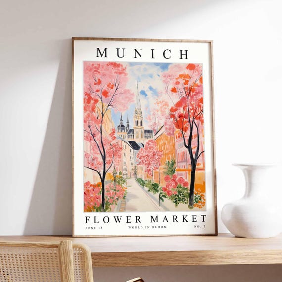 Munich Flower Market Poster Print, Bavarian Travel