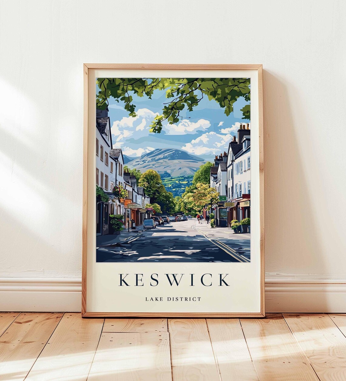 Keswick Lake District England Village Street Fell View Travel Poster