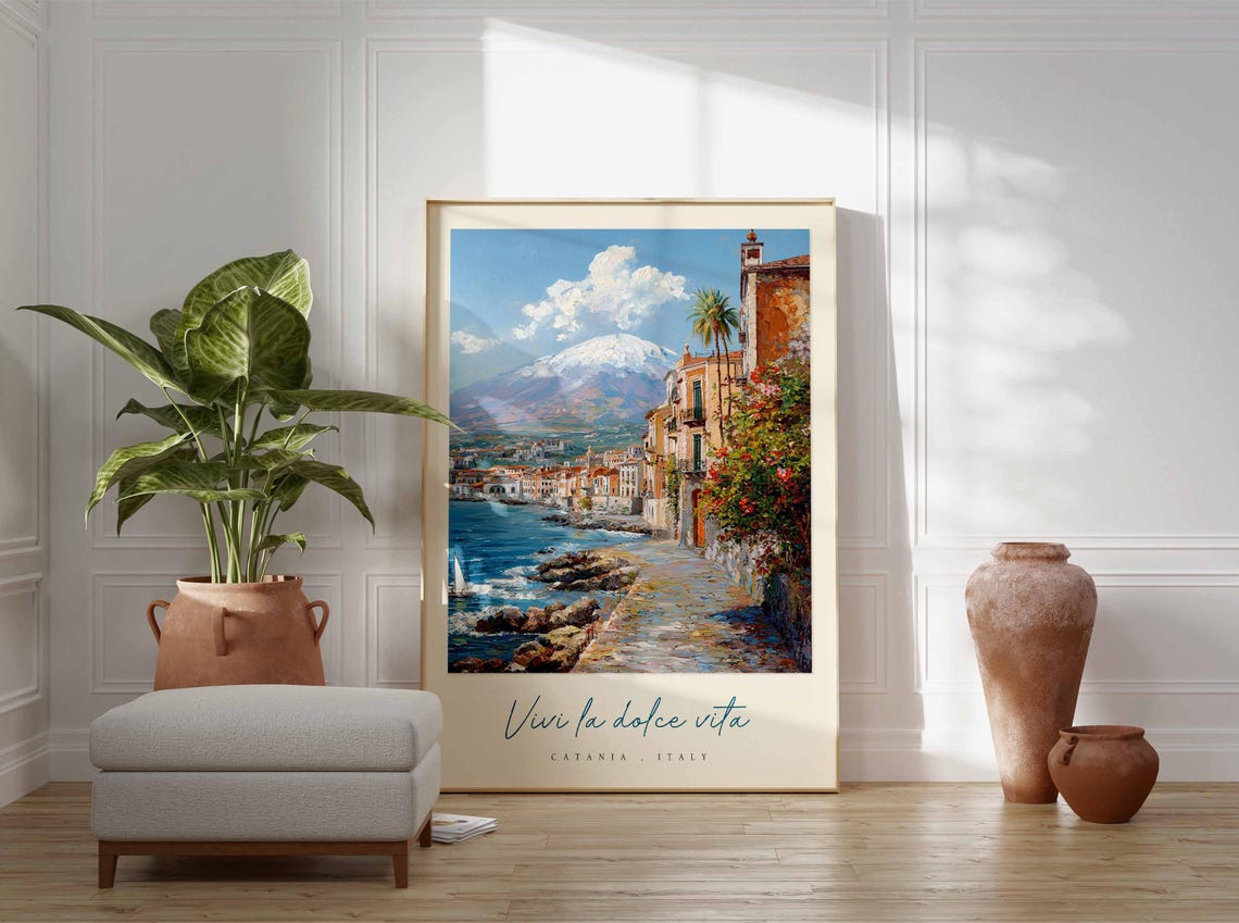 Catania Poster Catania Travel Print Catania Travel Art Catania Wall Art Italy Art Italy Travel Decor Italian Travel Gift - Image 3