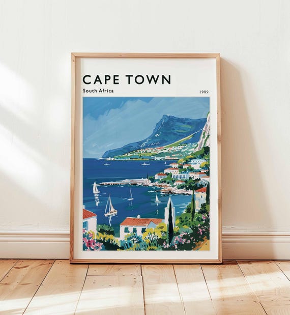 Cape Town Travel Poster Table Mountain South Africa Wall Art