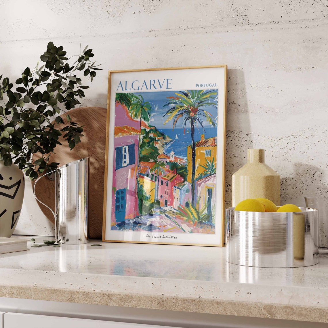 Algarve Poster Algarve Travel Print Portugal Travel Poster Tropical Decor Beach Art Travel Gift Floral Print Botanical Print Sea Art - Image 2