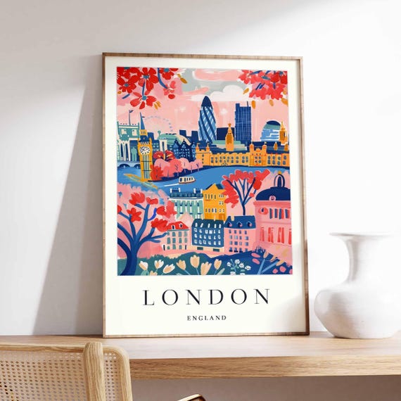 London City Map Poster, Minimalist British Skyline