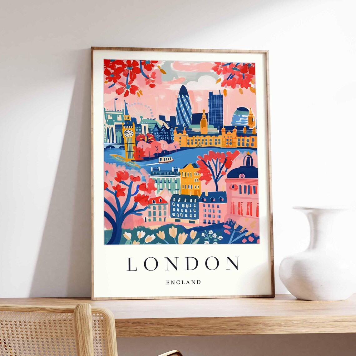London City Map Poster, Minimalist British Skyline