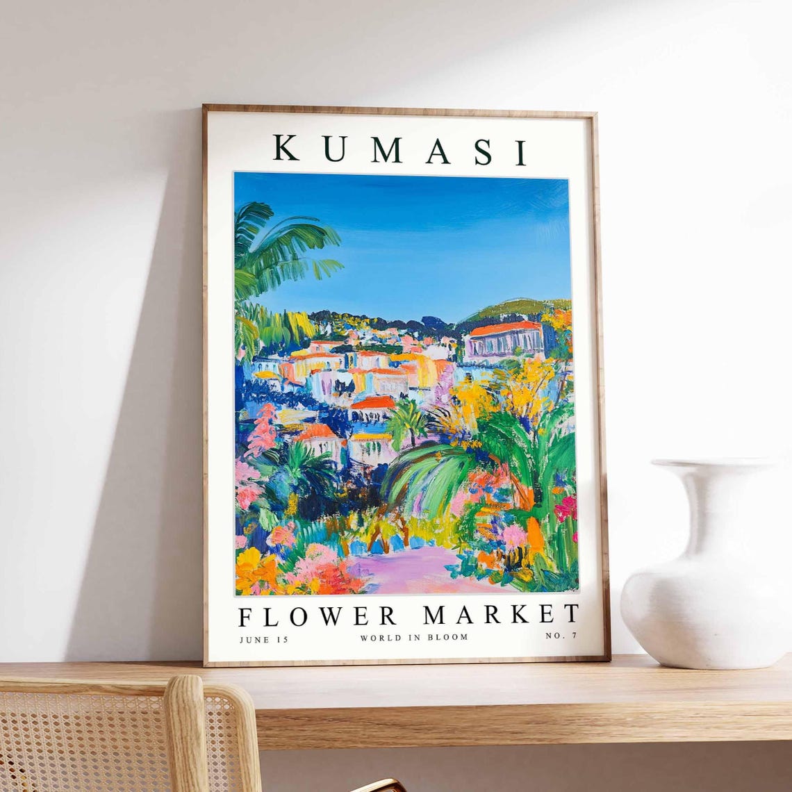 Kumasi Flower Market Poster Print Ghanaian Floral Wall Art Decor Botanical Ghana Africa Travel