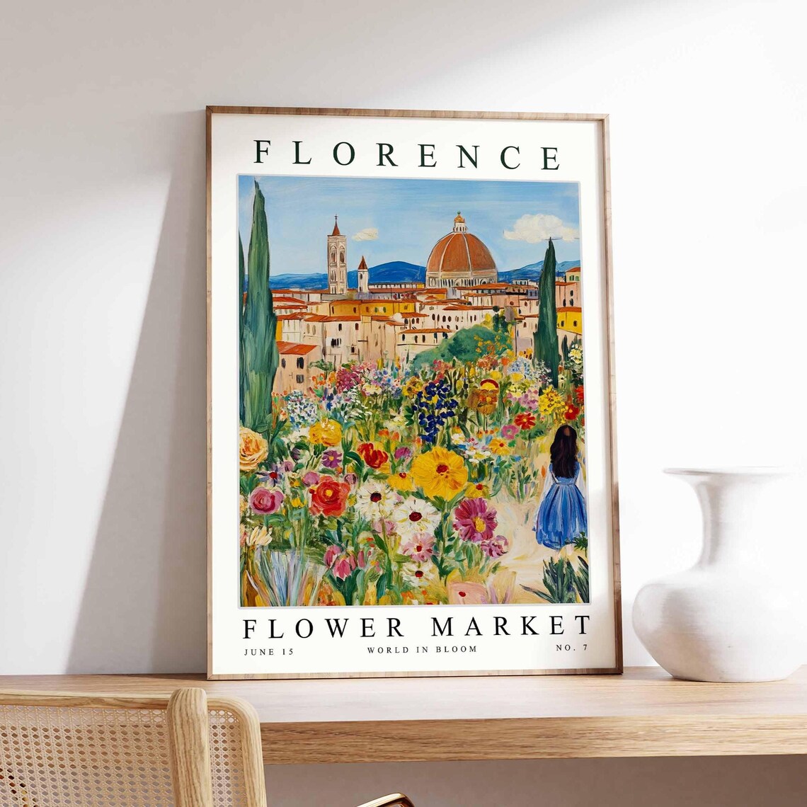 Florence Flower Market Italian Wildflower Cityscape June 15 Poster
