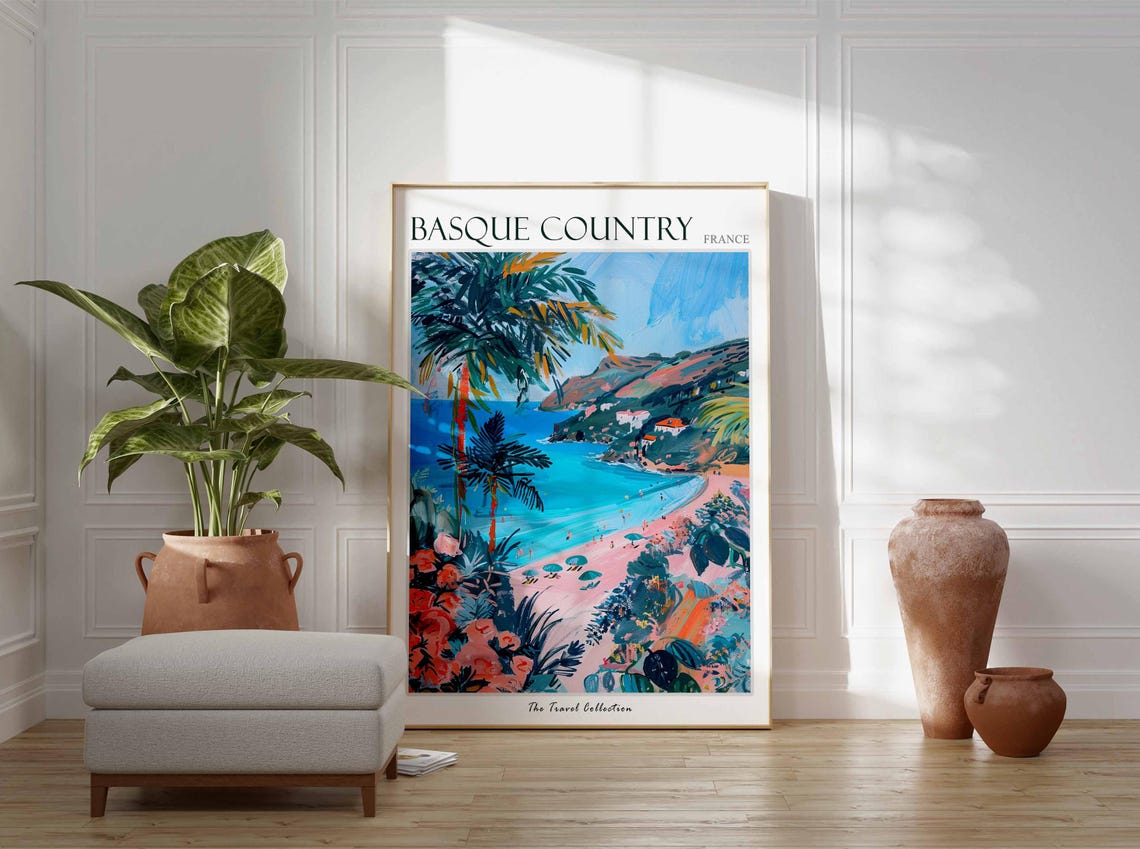 Basque Country Poster France Travel Print French Decor Europe Travel Poster European Wall Art Basque Country Travel Poster - Image 3