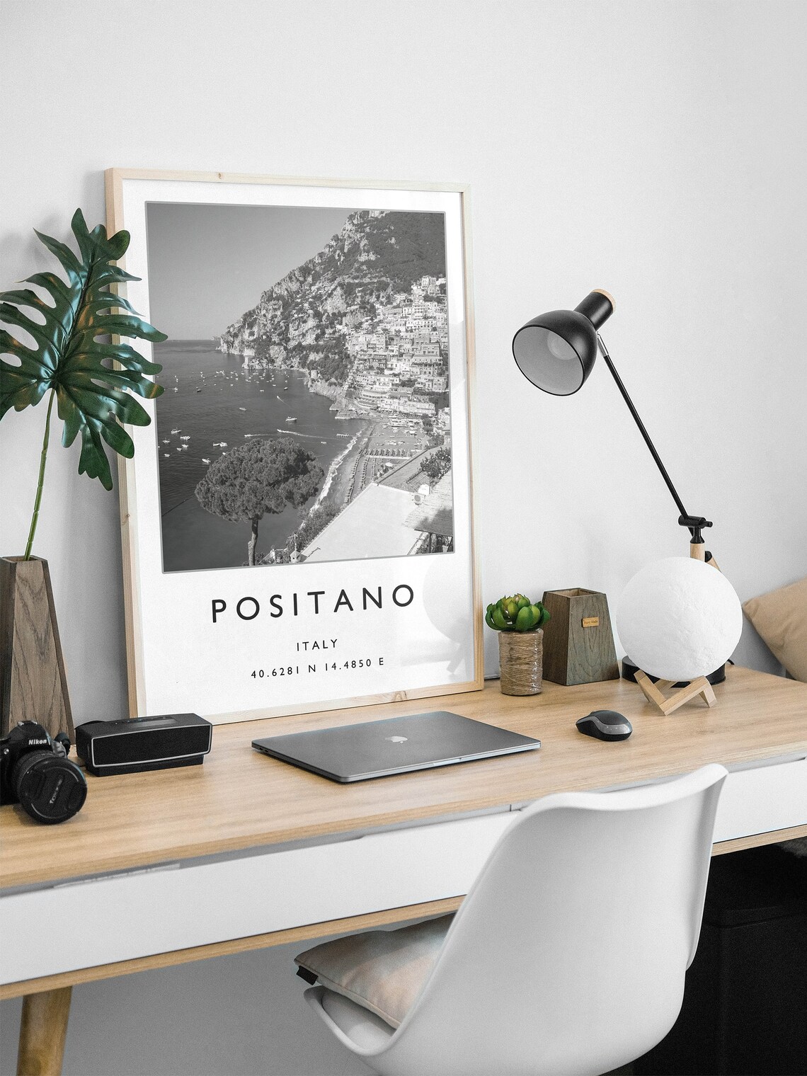 Positano Travel Poster, Black And White Italy Art Print - Image 3