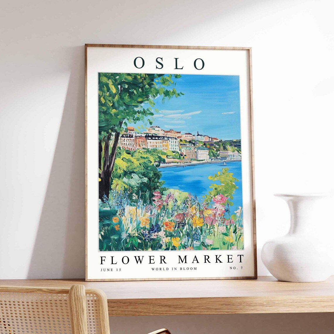 Oslo Flower Market Green Hill Bay Wildflower Meadow Art Poster