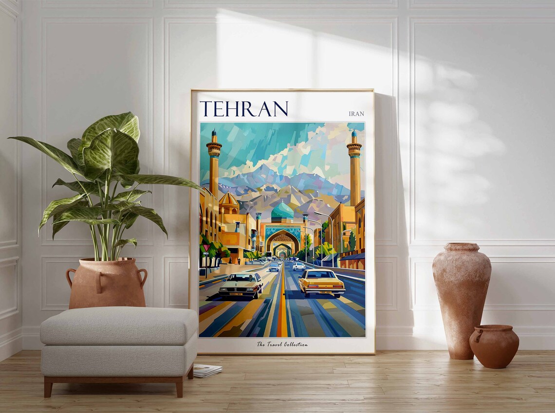 Tehran Travel Poster, Tropical City Wall Art - Image 2