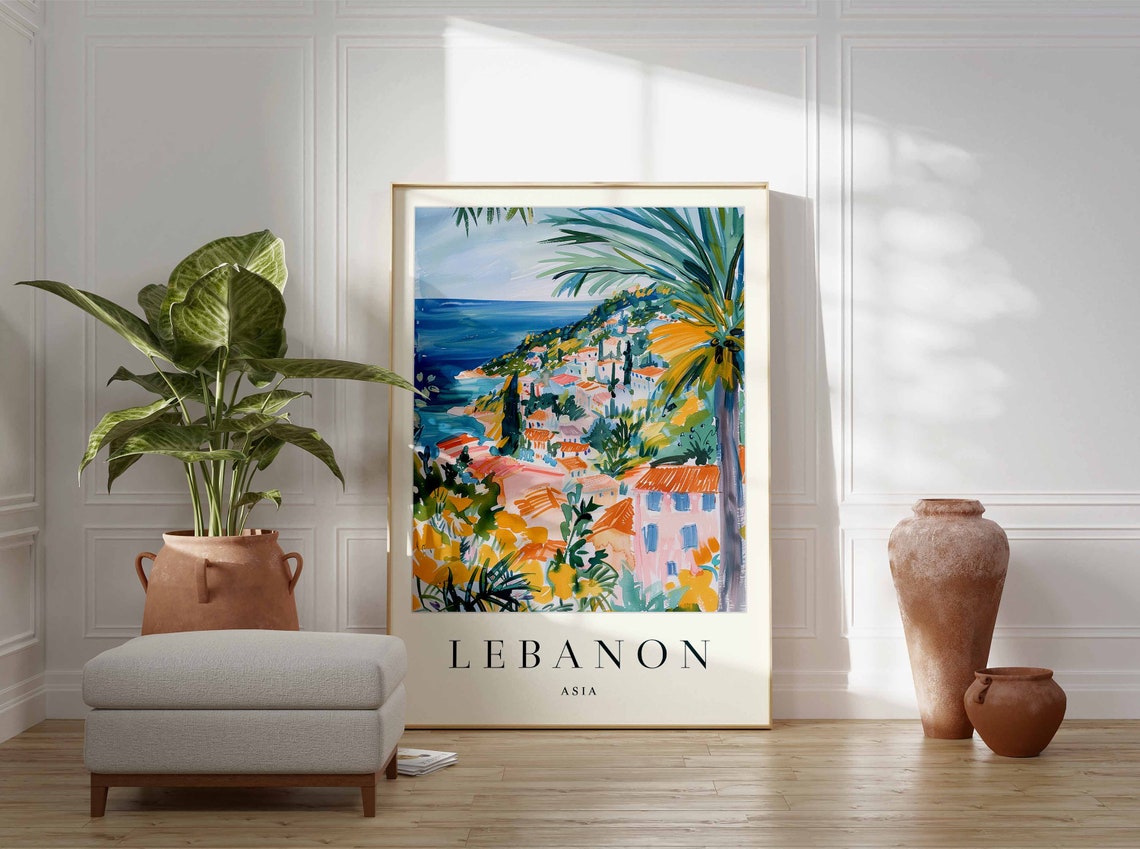 Lebanon Poster Lebanon Travel Print Asia Wall Art Asian Travel Print Tropical Decor Sea Print Lebanon Gift Lebanon Travel Poster - Image 2