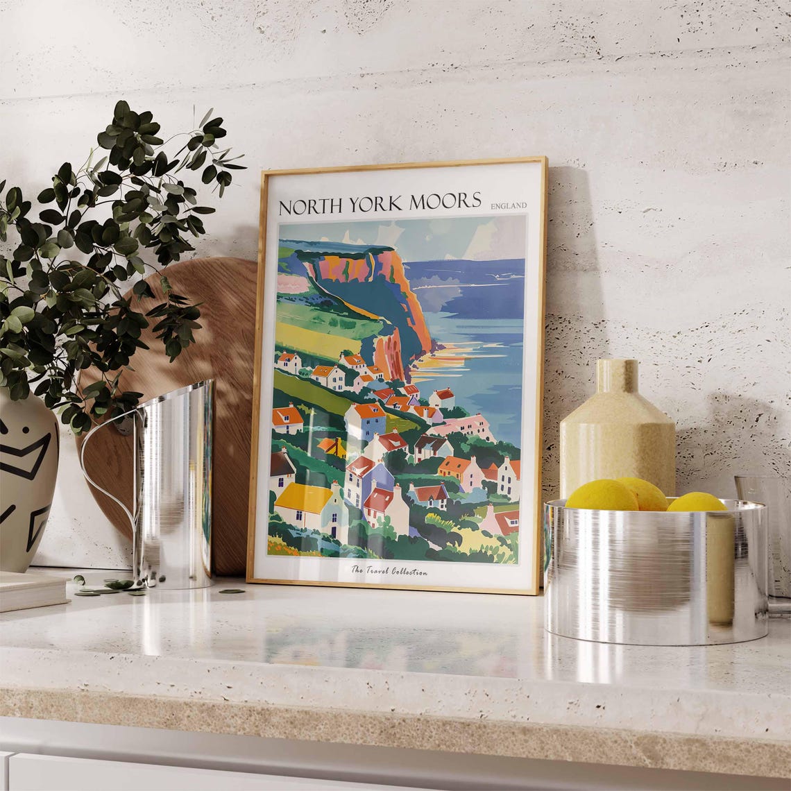 North York Moors Scenic Coastal Cliffs Seaside Village Travel Poster - Image 3