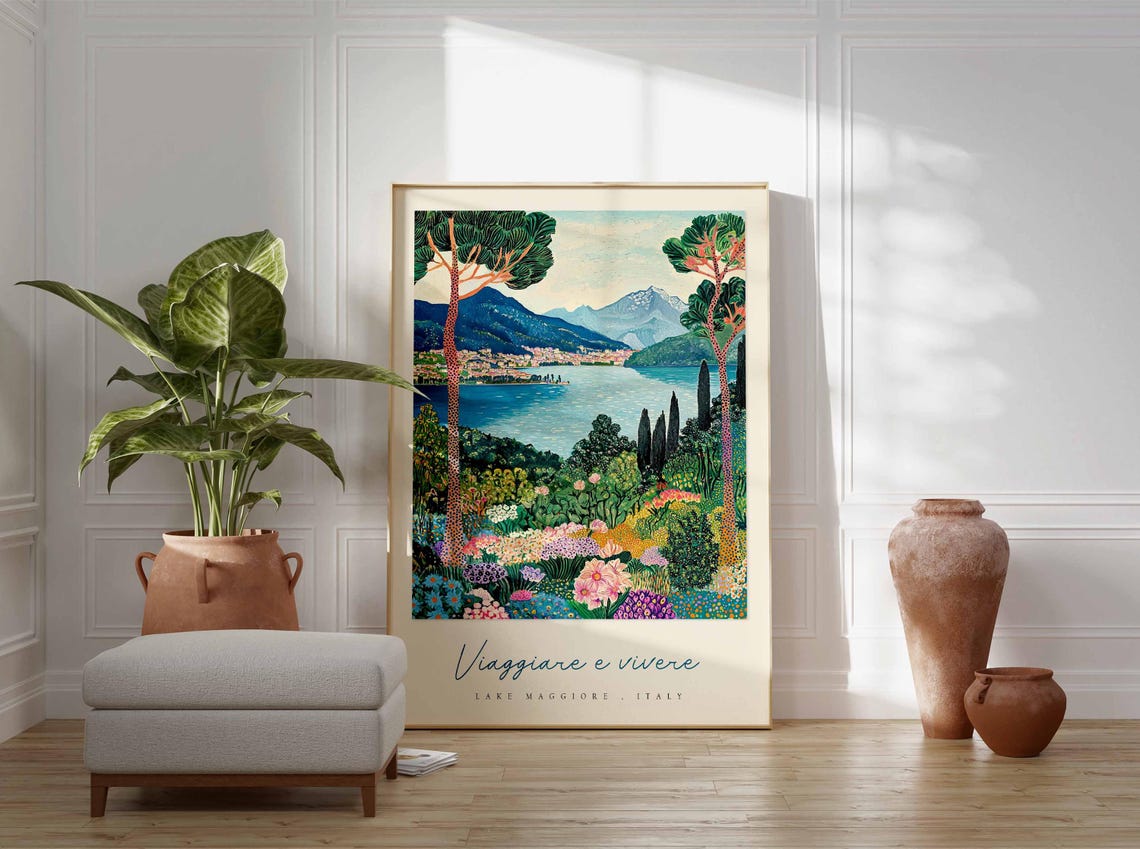 Lake Maggiore Poster Italian Travel Print Lake Maggiore Travel Art Lake Maggiore Wall Art Italy Art Italy Travel Decor Travel Gift - Image 3