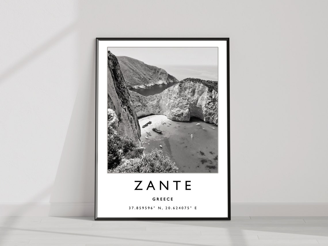 Zante Travel Print Zante Greece Travel Poster Greece Travel Print Travel Art Travel Poster Black And White Gift A2a3a3 - Image 2