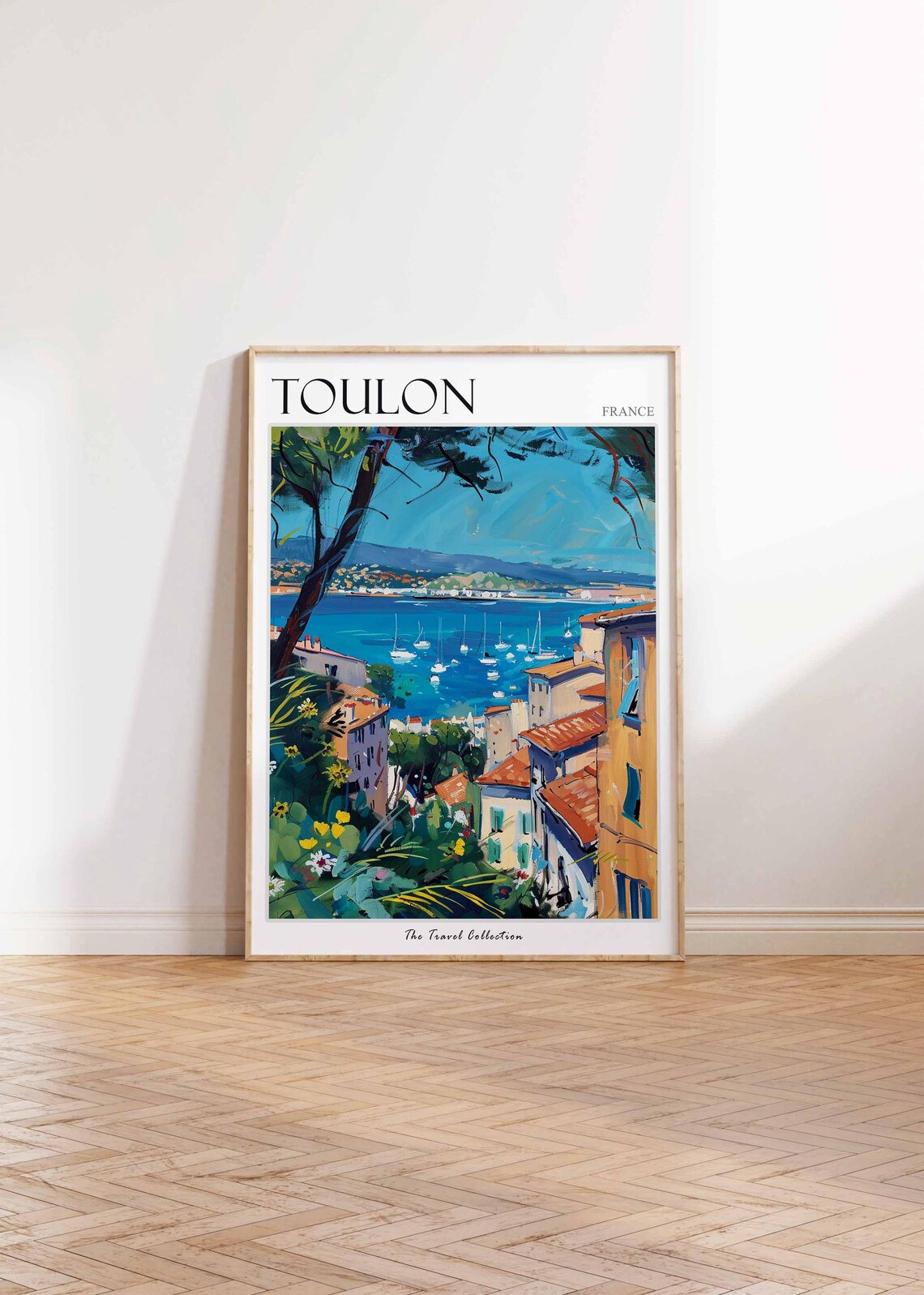 Toulon France Bay View Sailboats Painted Coastal Travel Poster - Image 2
