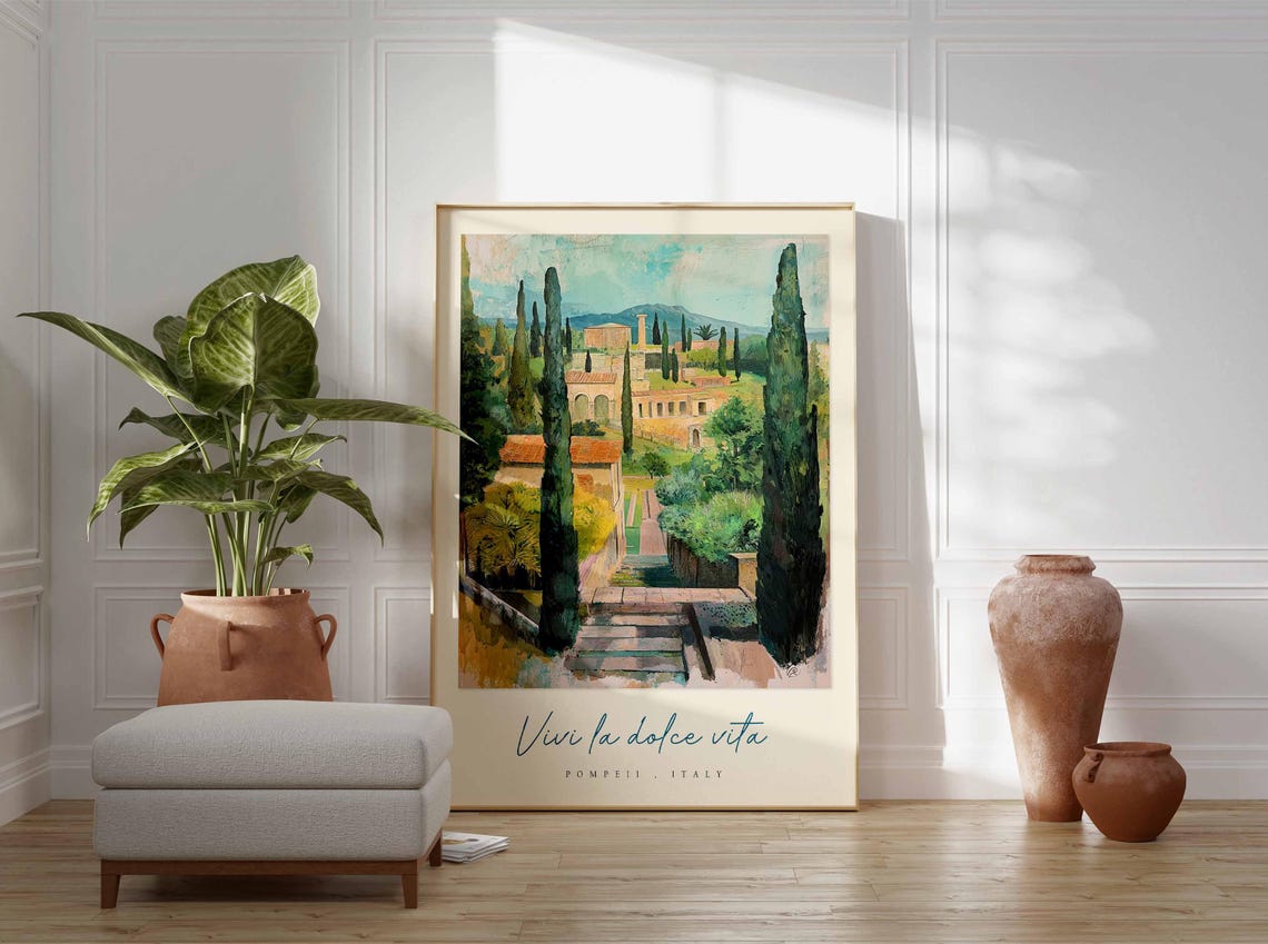 Pompeii Italy Cypress Steps To Ancient Villa Dolce Vita Poster - Image 3