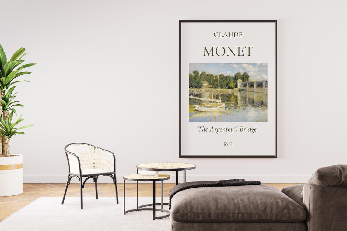 Claude Monet Art Print The Argenteuil Bridge Monet Exhibition Poster Monet Painting Vintage Home Poster Famous Artist Posters - Image 3