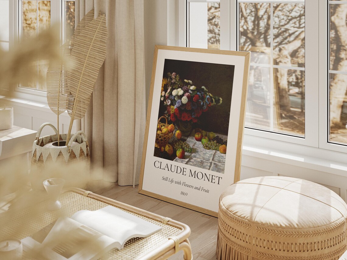 Claude Monet Still Life Flowers And Fruit 1869 Exhibition Wall Art - Image 5