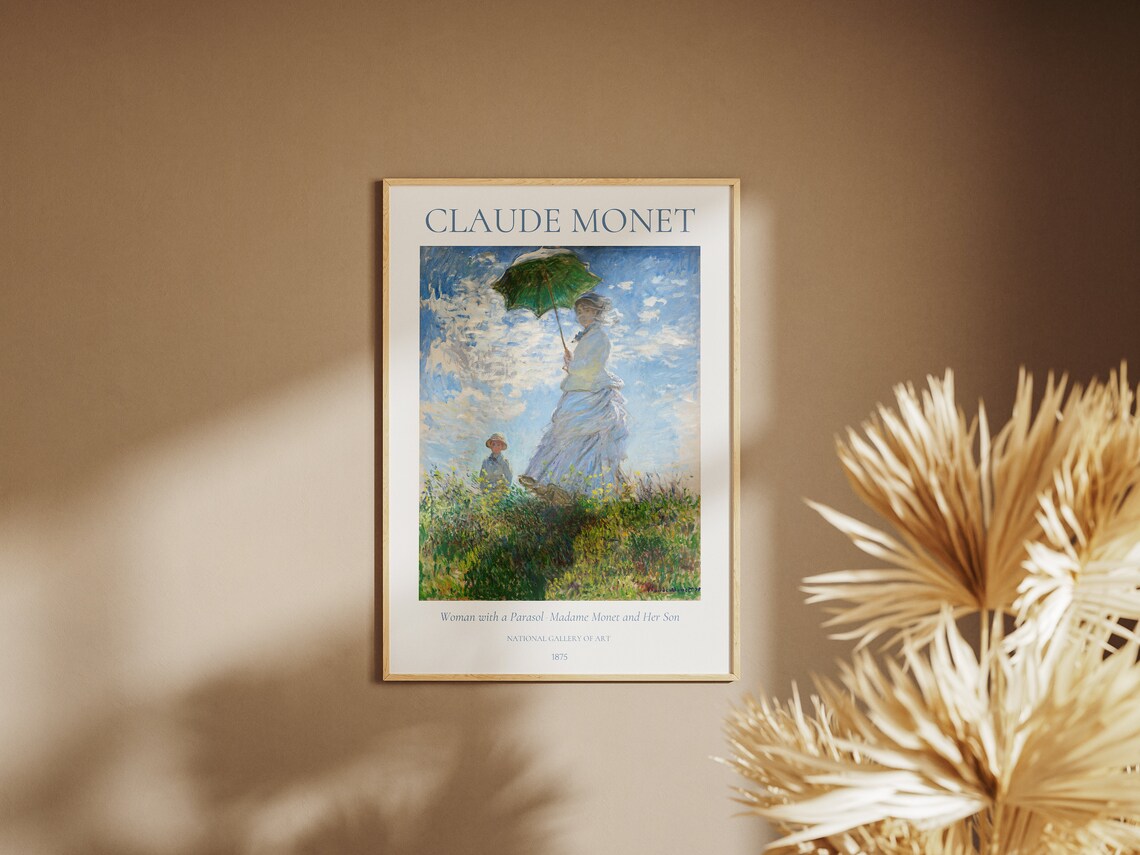 Monet Woman with a Parasol Madame Monet Meadow 1875 Exhibition Art Poster - Image 7