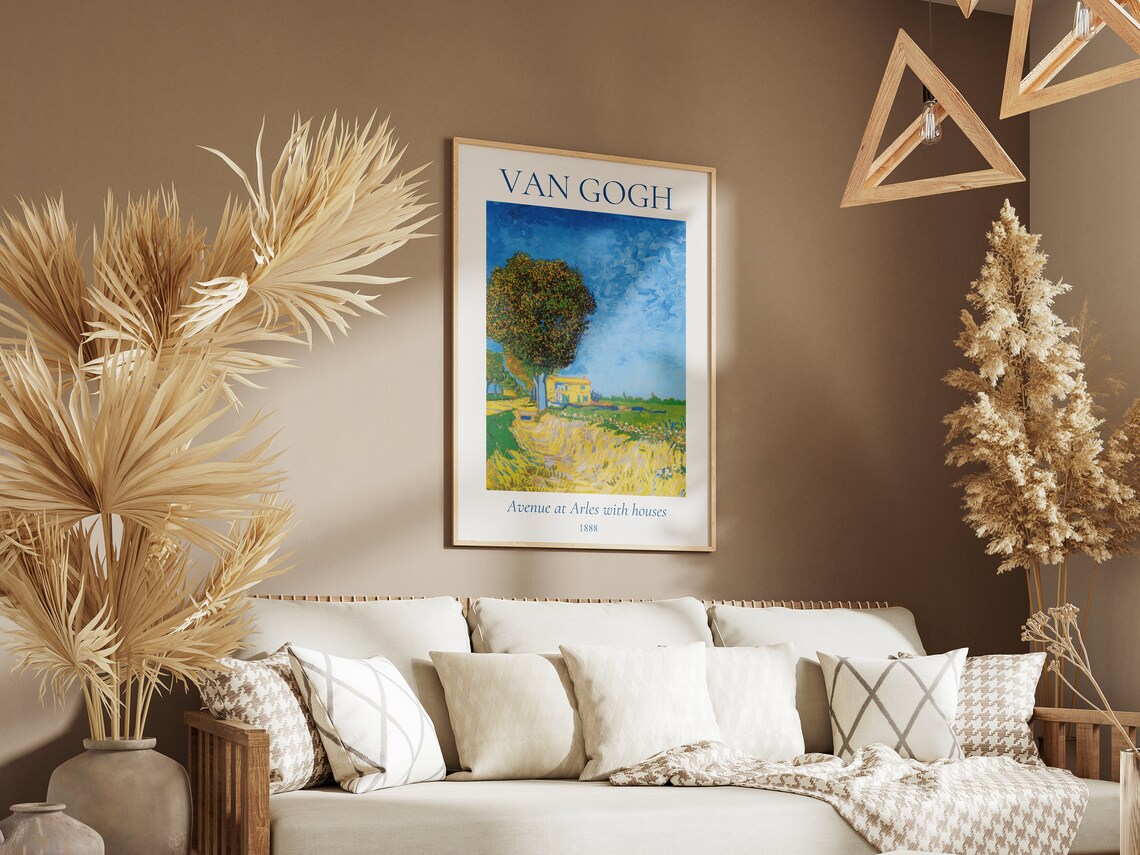Van Gogh Art Print Avenue At Arles With Houses Van Gogh Exhibition Poster Van Gogh Painting Trees Landscape Painting Museum Poster - Image 5