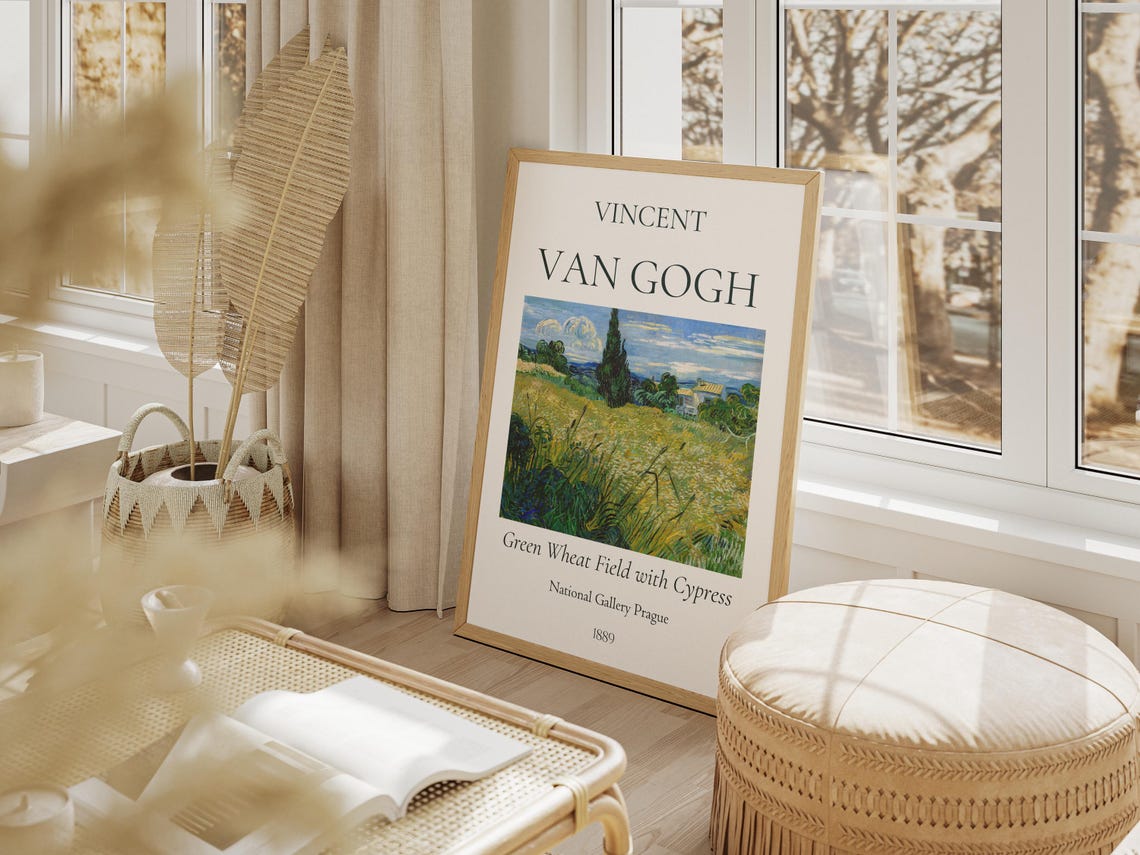 Van Gogh Art Print Green Wheat Field With Cypress Van Gogh Exhibition Poster Van Gogh Painting Nature Landscape Art Museum Poster - Image 4