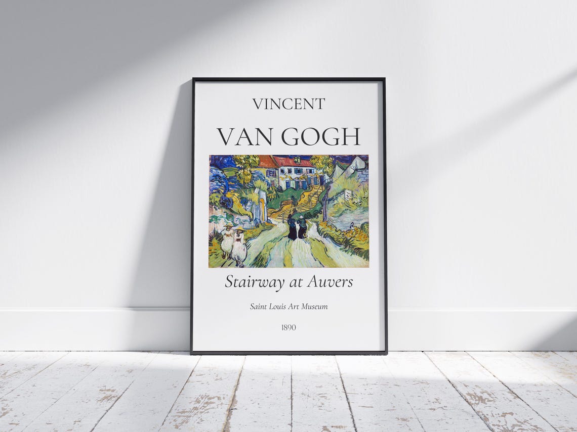 Van Gogh Art Print Stairway At Auvers Van Gogh Exhibition Poster Van Gogh Paintings Modern Home Decor Famous Artist Posters - Image 2