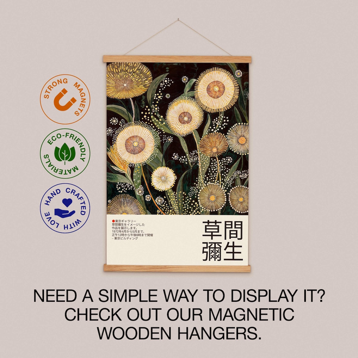 Dotted Dandelion Blooms Kusama-Inspired Japanese Exhibition Poster - Image 2